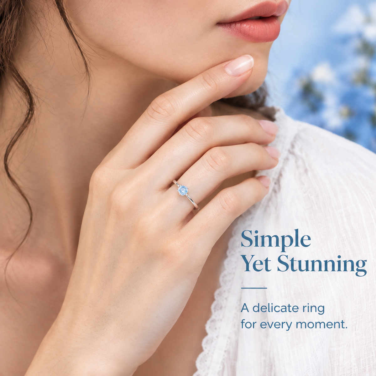 Blue Crystal Solitaire Ring