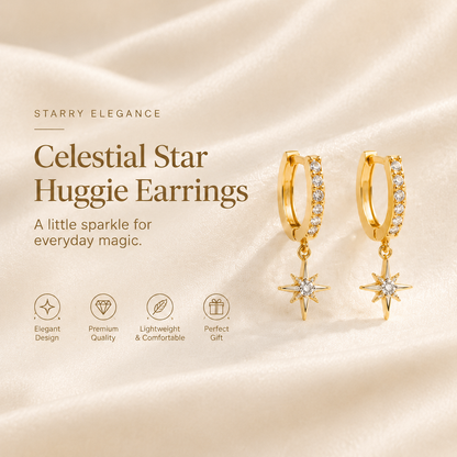 Celestial Star Huggie Earrings