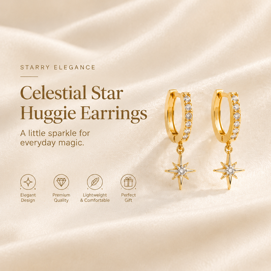 Celestial Star Huggie Earrings