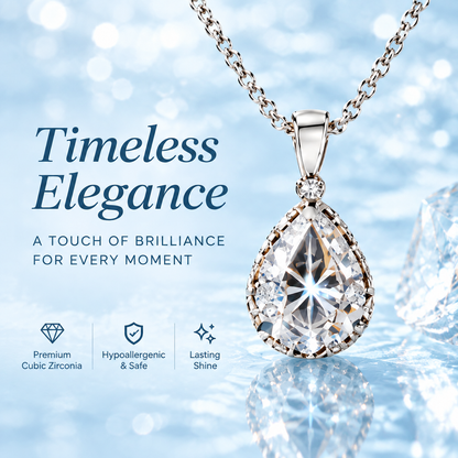 Pear-Shaped Cubic Zirconia Pendant Necklace