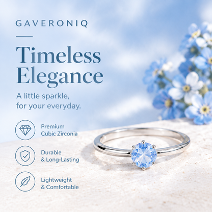 Blue Crystal Solitaire Ring