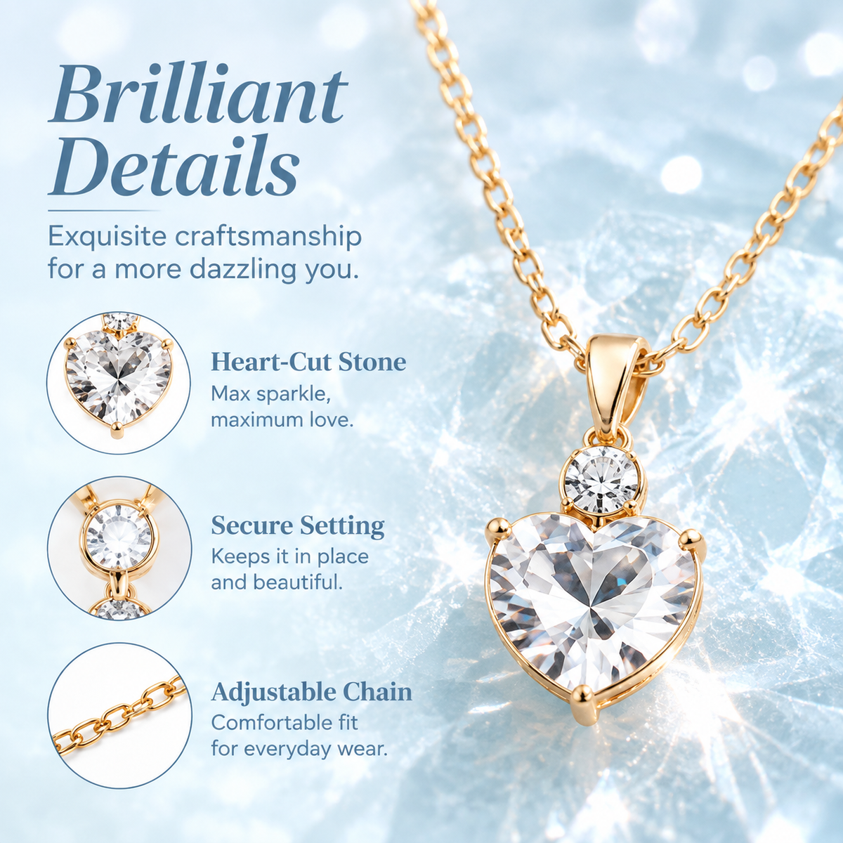 Heart-Shaped Cubic Zirconia Necklace & Earrings Set
