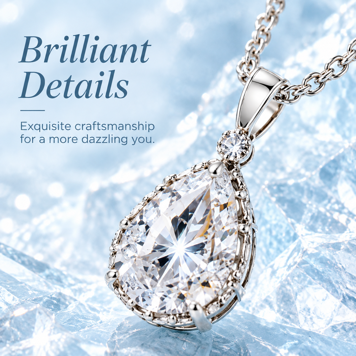 Pear-Shaped Cubic Zirconia Pendant Necklace