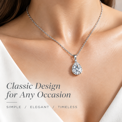 Pear-Shaped Cubic Zirconia Pendant Necklace