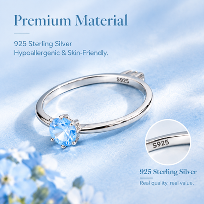Blue Crystal Solitaire Ring