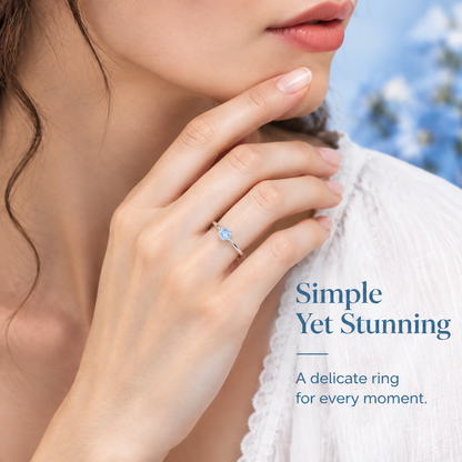 Blue Crystal Solitaire Ring