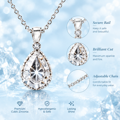 Pear-Shaped Cubic Zirconia Pendant Necklace